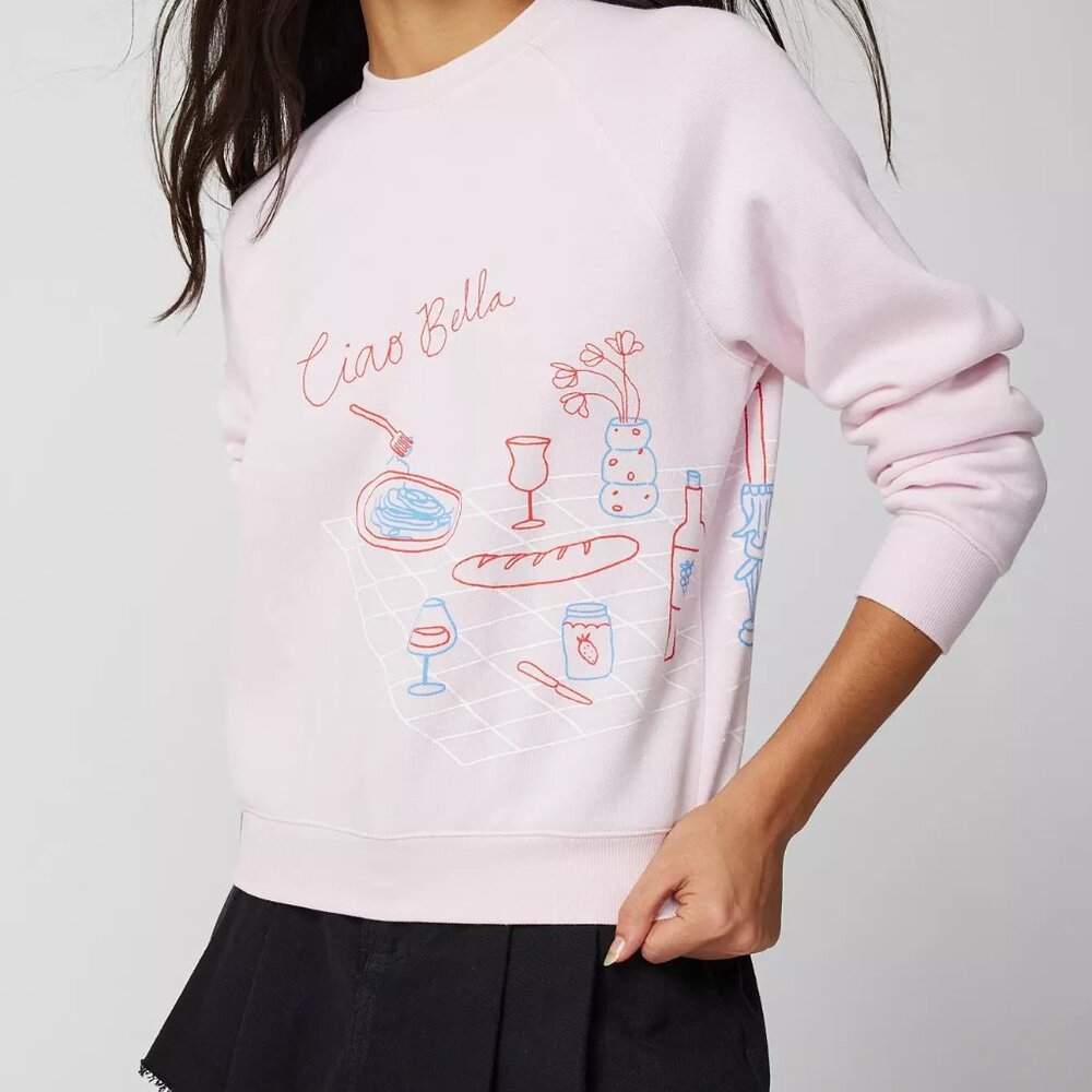 Project Social T Sweatshirt "Ciao Bella Dinner Party" Pink